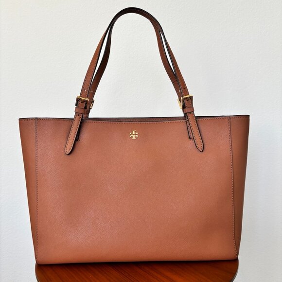 Tory Burch York Buckle Large Tote Leather Luggage/Camel/Tan - Picture 1 of 16